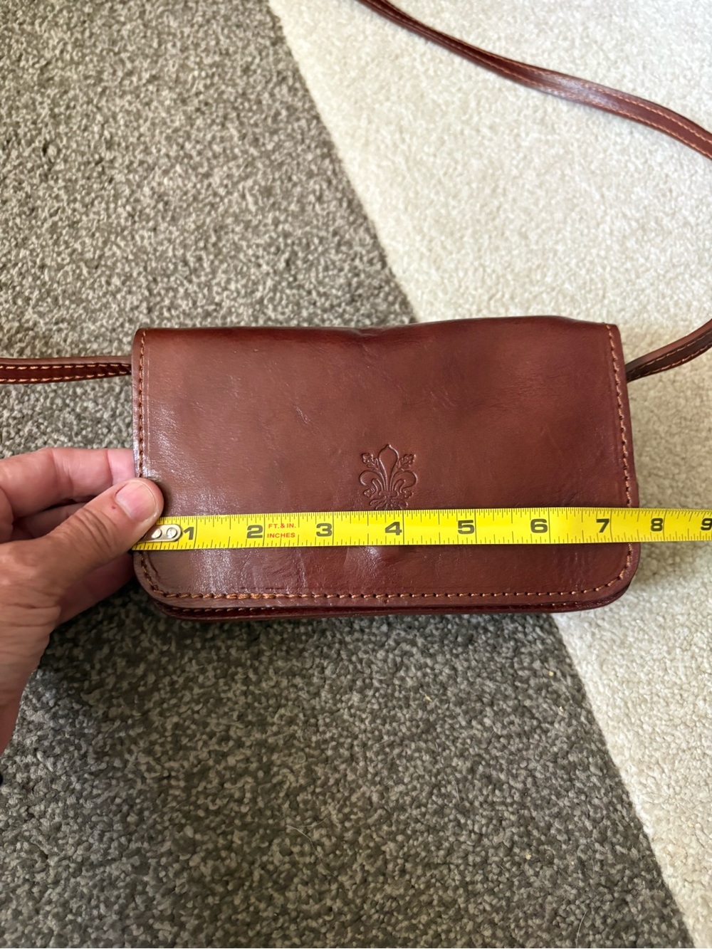 Vera Pelle Brown Italian Leather Crossbody Bag Vintage Y2K Italy Preppy - Picture 10 of 12